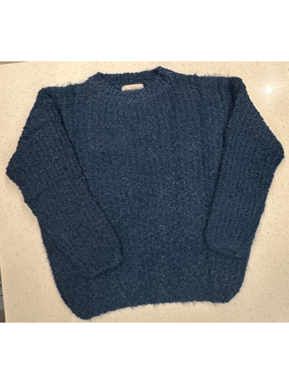Zenana - Women Plush Soft Knit Sweater - Size L -Dusty Blue